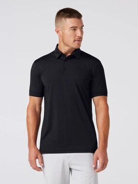 Mizzen + Main Versa Polo in Black Solid, Size Large